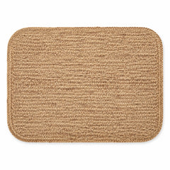 Rectangular ribbed jute placemat with rounded corners in natural tan, textured table mat by Primeval