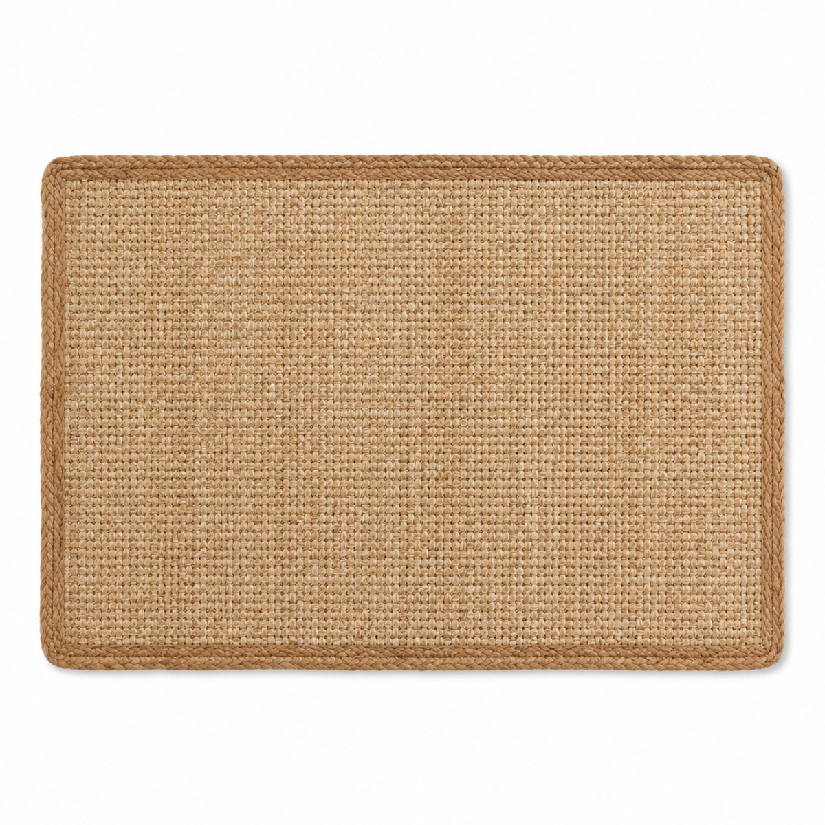 Rectangular natural jute woven placemat with raised border in warm beige by Primeval