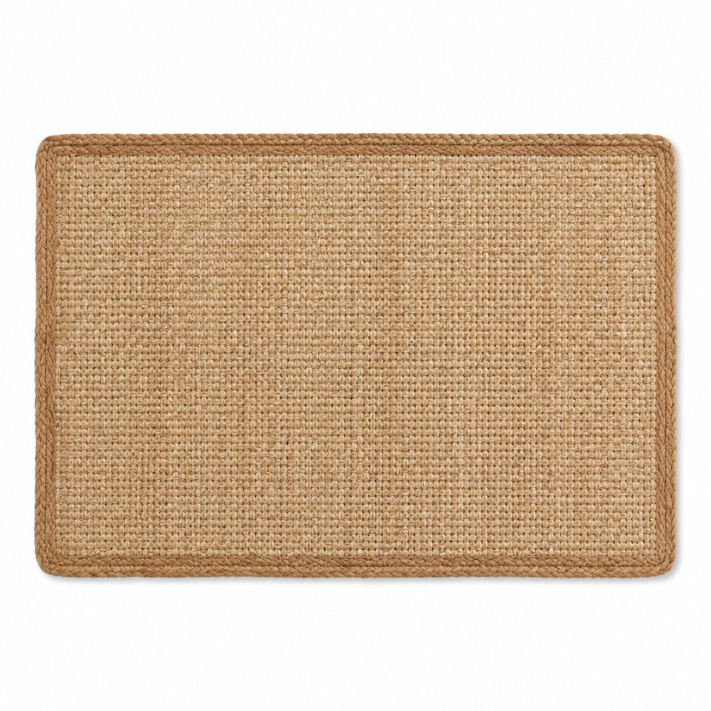 Rectangular natural jute woven placemat with raised border in warm beige by Primeval