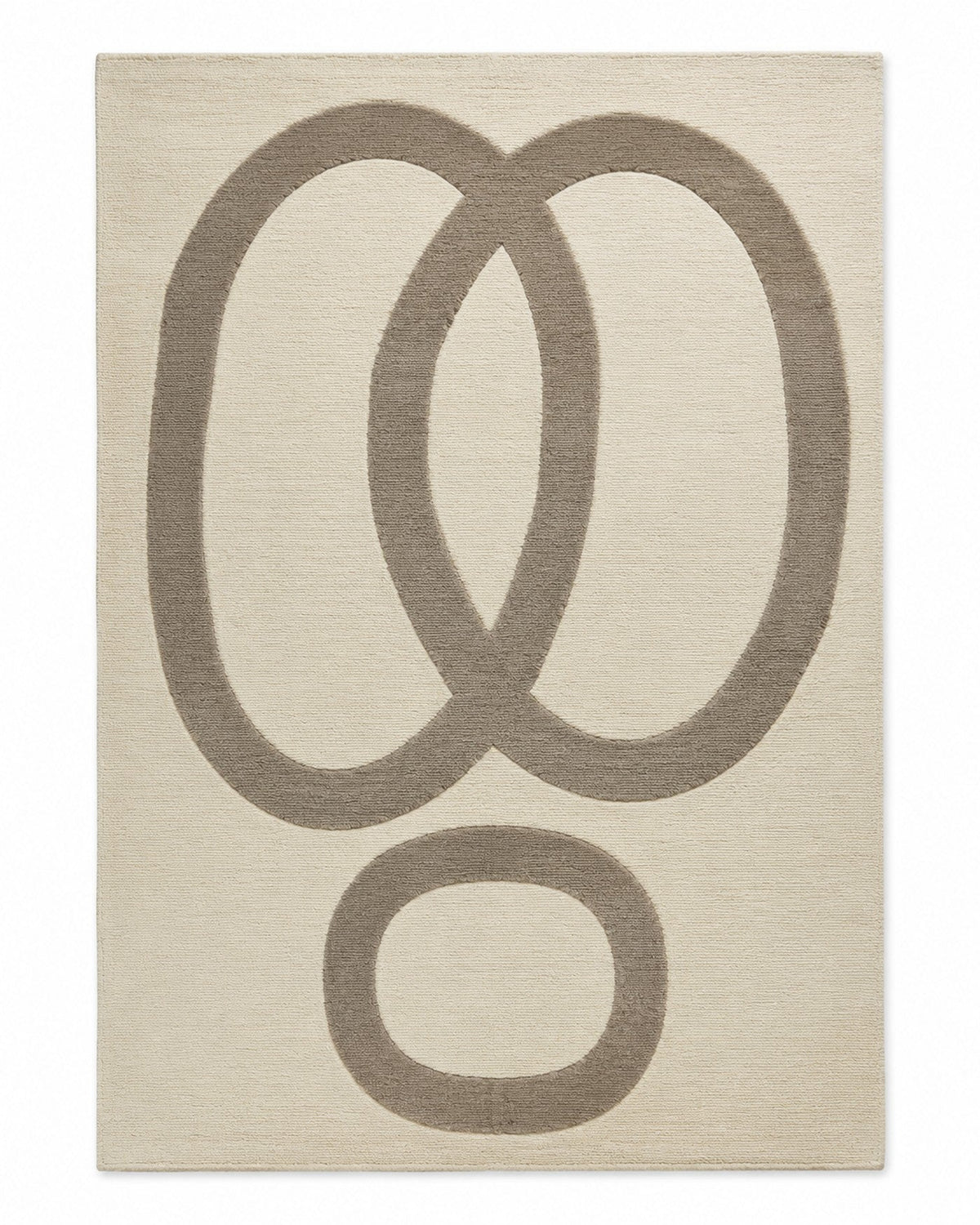 Cream and taupe interlocking loop sculpted wool rug