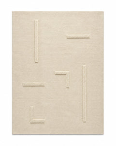 Natural ivory tonal linear relief wool rug