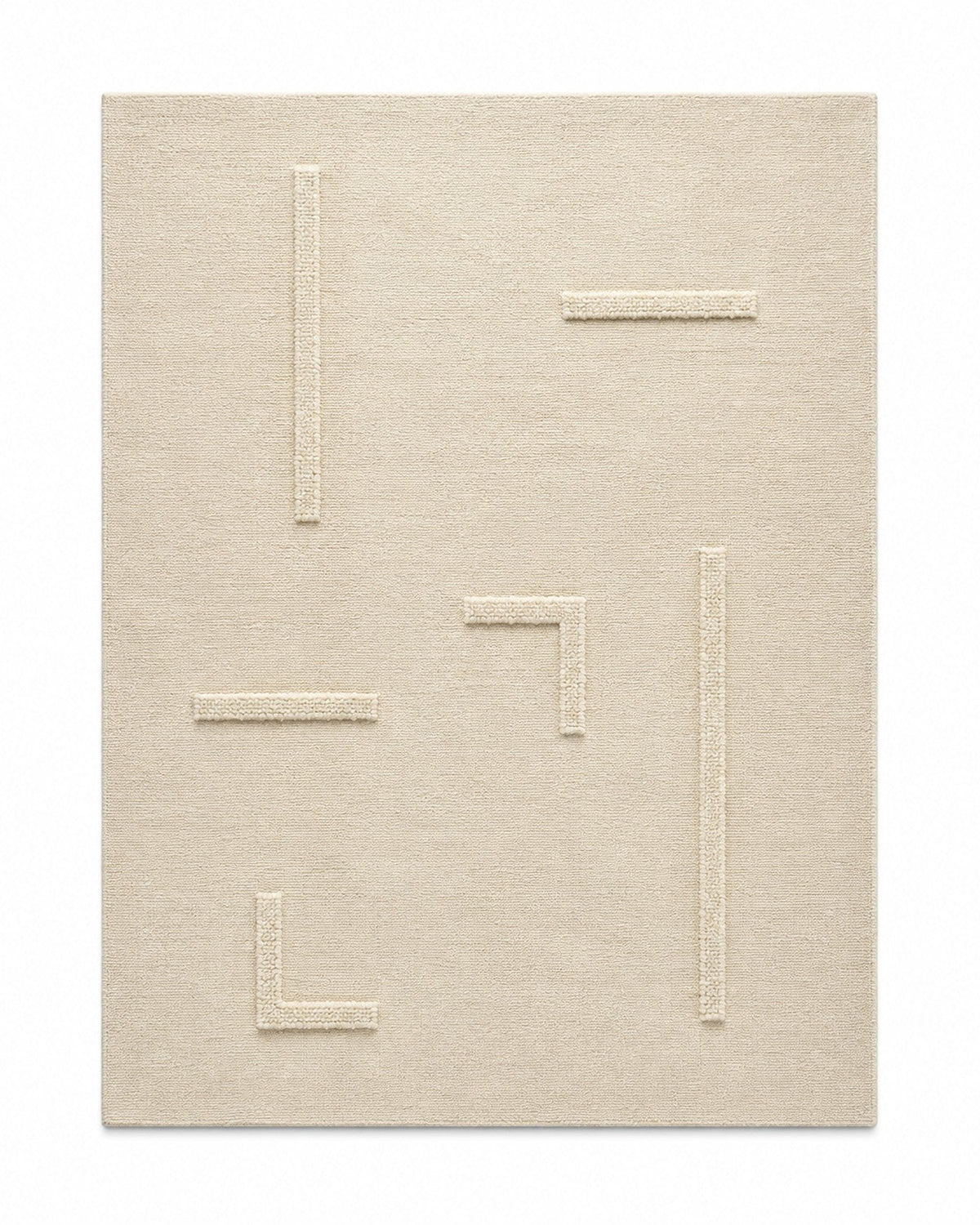 Natural ivory tonal linear relief wool rug