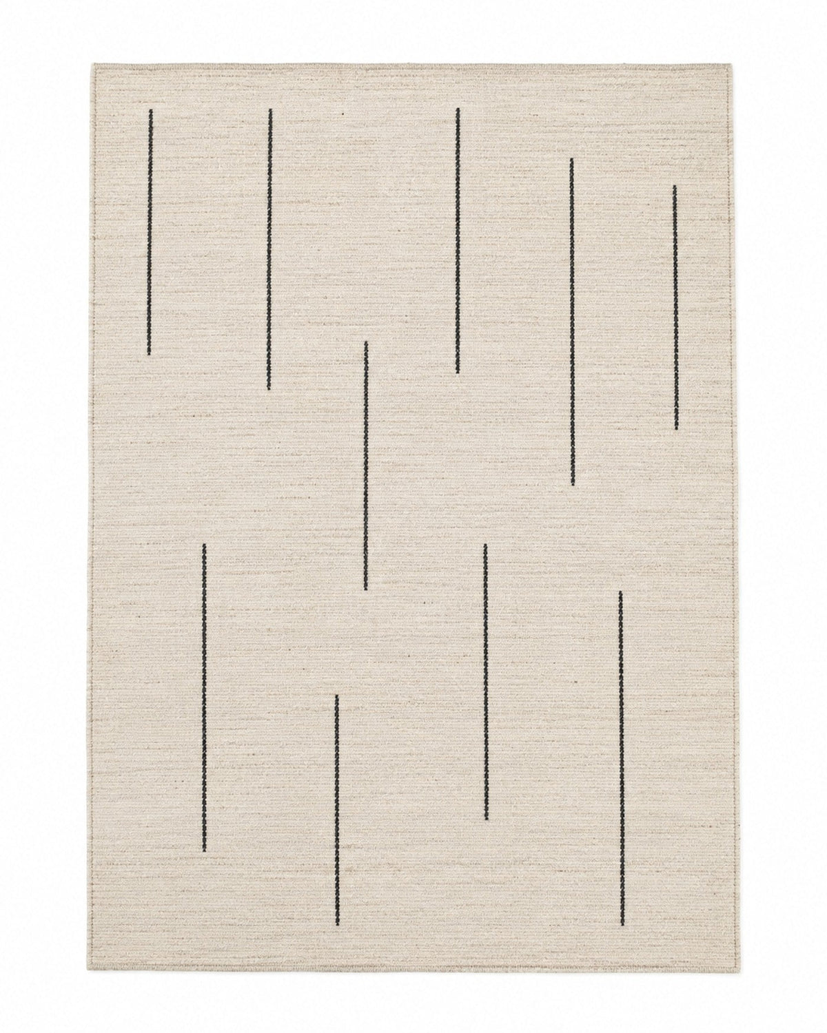 Ivory and black offset pinstripe flatweave rug