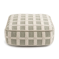 Sage & Cream Checker Tufted Floor Pouf by Primeval on white background