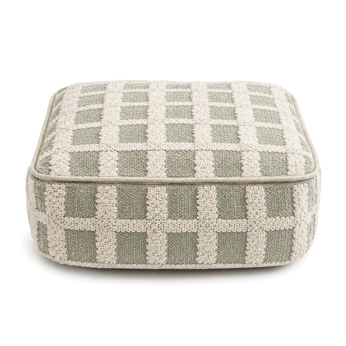 Sage & Cream Checker Tufted Floor Pouf by Primeval on white background