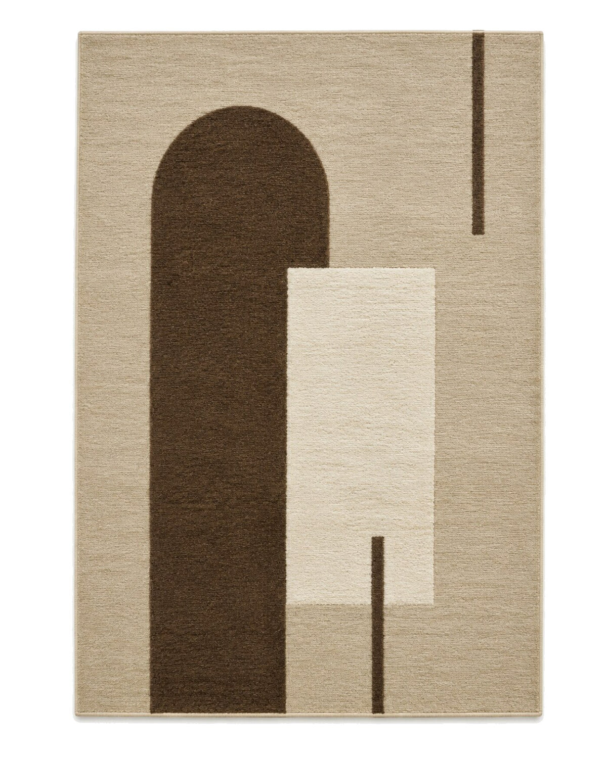 Sand brown and cream contemporary wool rug for wholesale sourcing from India
