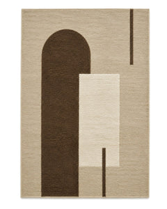 Sand brown and cream contemporary wool rug for wholesale sourcing from India