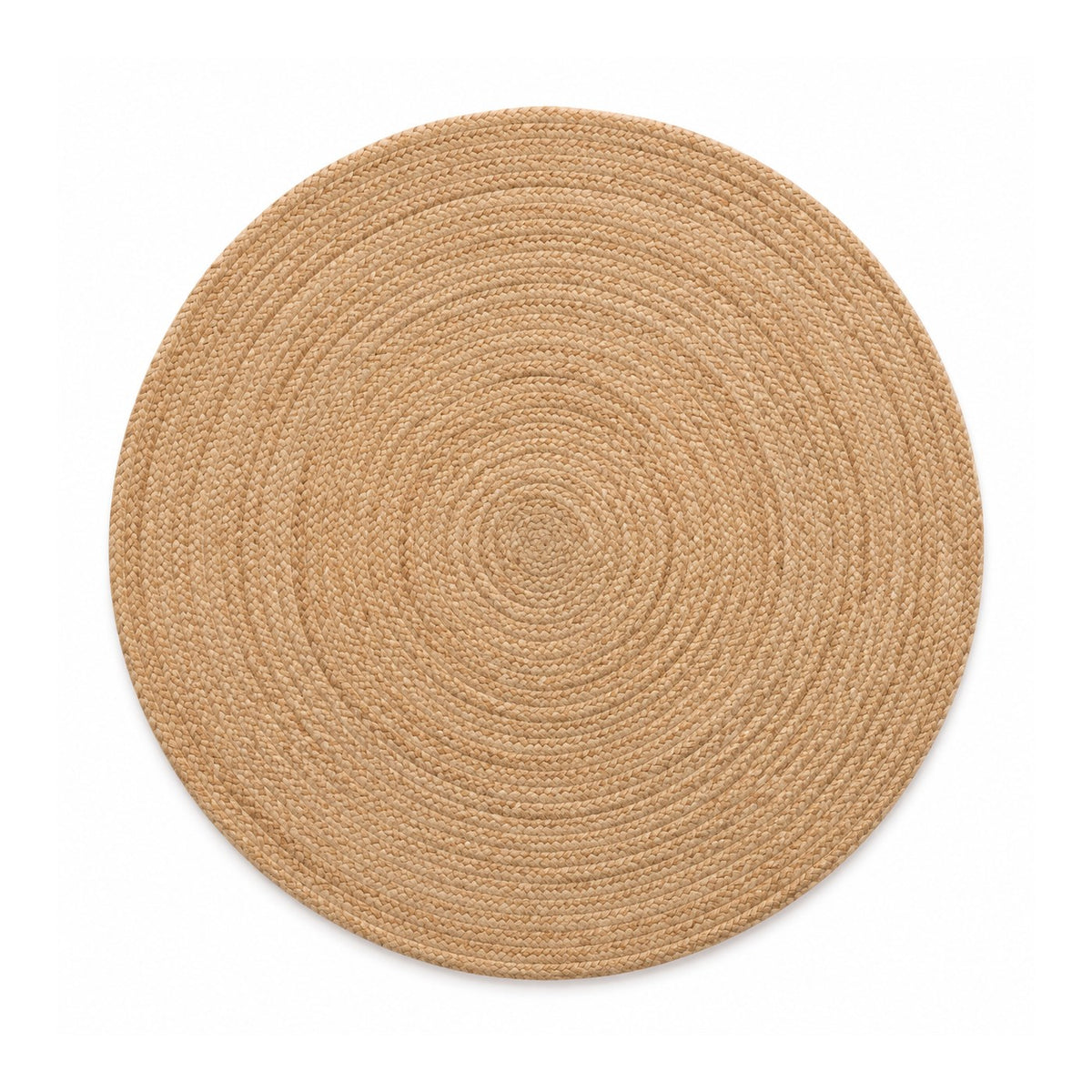Sand toned concentric round jute rug for wholesale home decor buyers