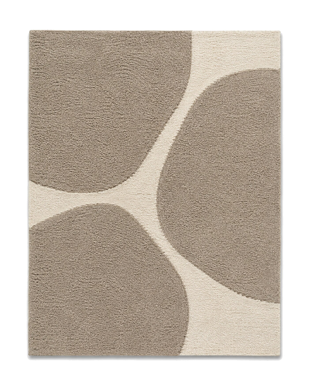 Taupe and ivory organic abstract tufted area rug for wholesale sourcing from India