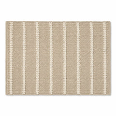 Taupe and ivory textured vertical stripe placemat, neutral woven rectangular dining table mat by Primeval