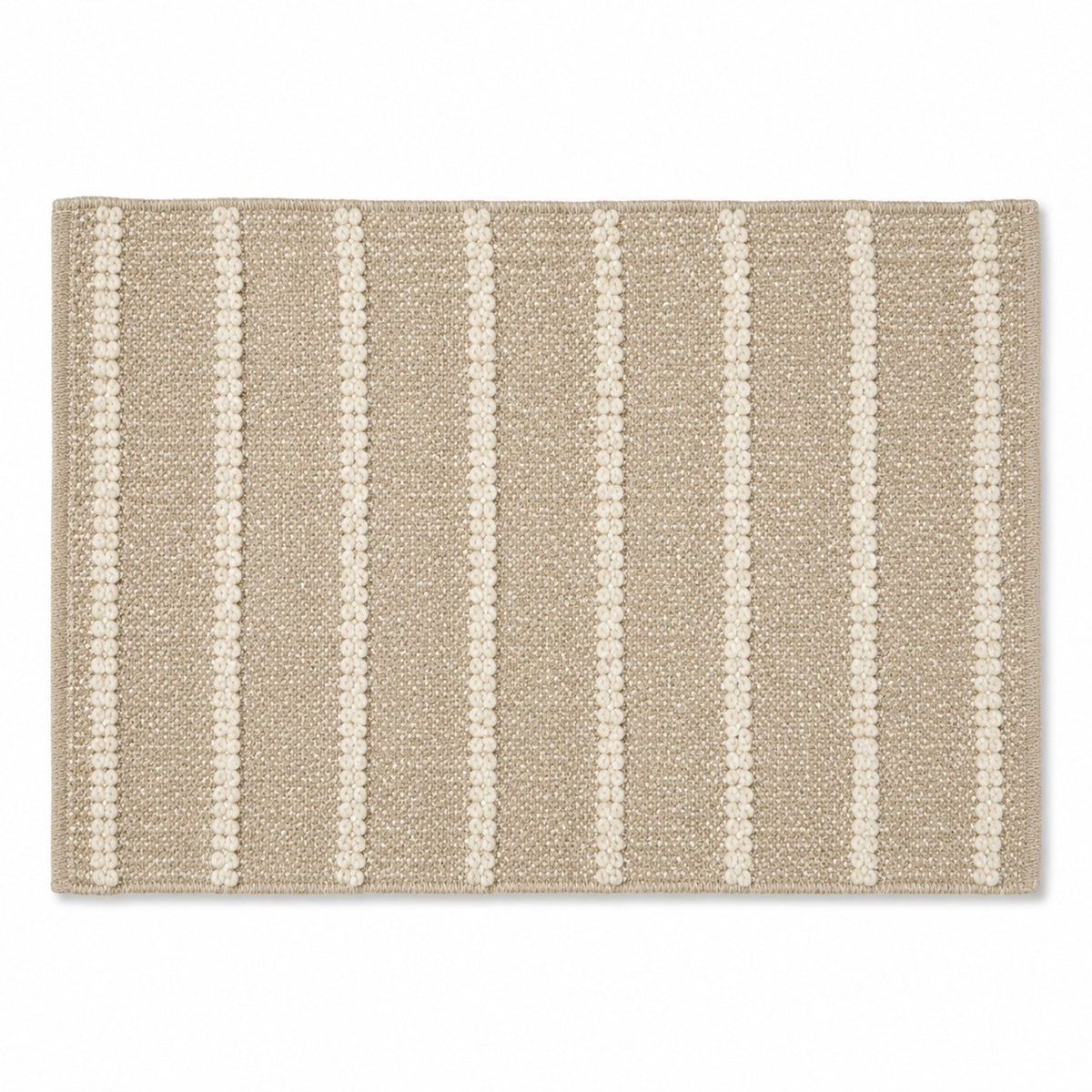 Taupe and ivory textured vertical stripe placemat, neutral woven rectangular dining table mat by Primeval