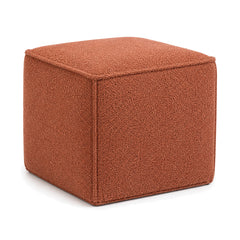 Terracotta Bouclé-Style Cube Pouf Ottoman by Primeval on white background