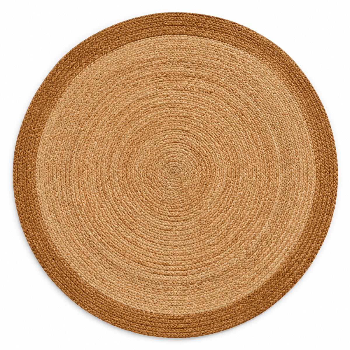 Warm honey artisan round jute rug for wholesale home decor buyers