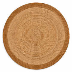 Warm honey artisan round jute rug for wholesale home decor buyers