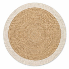 Warm natural jute round rug with off-white braided border for wholesale buyers
