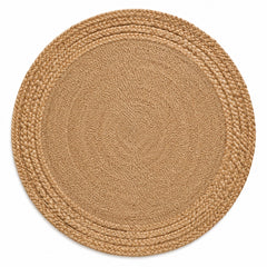 Warm sand triple braided round jute rug for wholesale buyers
